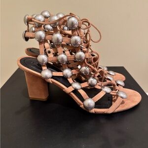 Elegant Silver and Tan Women's Heels